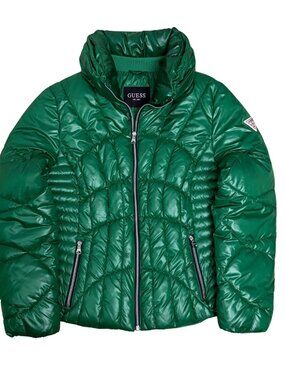 GUESS Puffer Coat Winter Parka Green Designer Jacket Womens Large